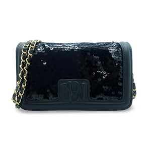 BADGLEY MISCHKA Elegant Black Sequin Crossbody Bag